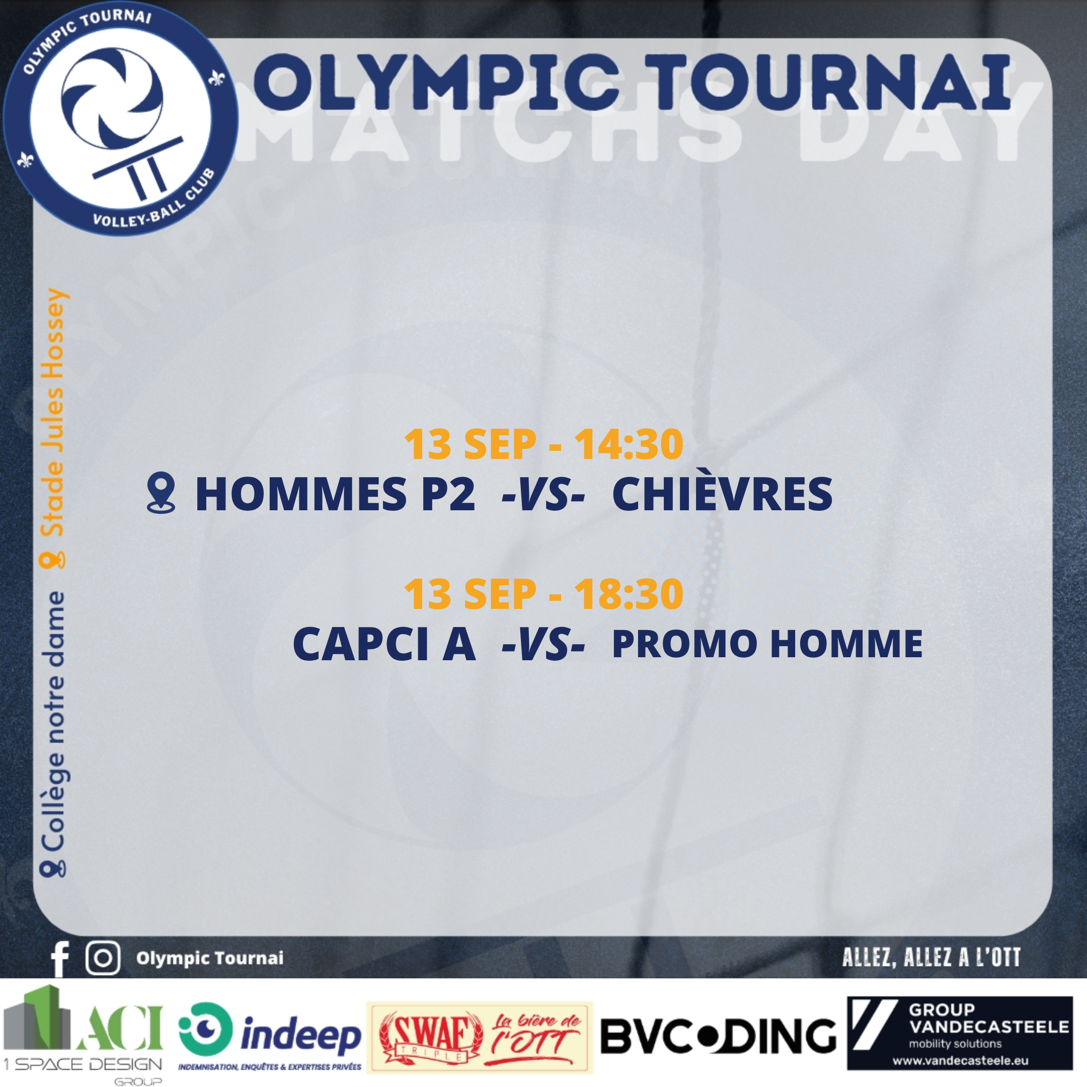 Affiche des matchs